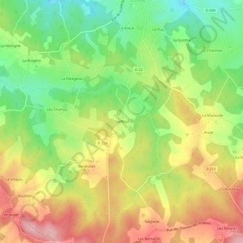 Graffeuil topographic map, elevation, terrain