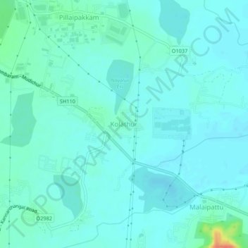 Kolathur topographic map, elevation, terrain