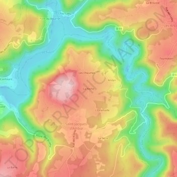 La Pèche topographic map, elevation, terrain
