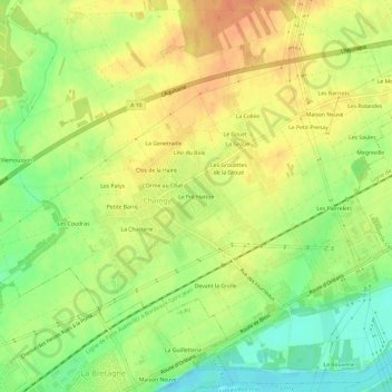 Le Pré Hatton topographic map, elevation, terrain