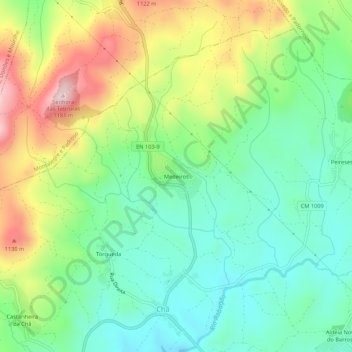 Medeiros topographic map, elevation, terrain