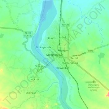 Medininagar topographic map, elevation, terrain