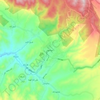 Javanrud topographic map, elevation, terrain