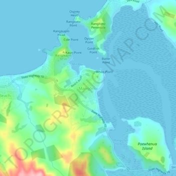 Mangonui topographic map, elevation, terrain