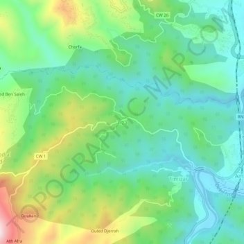 Tiza topographic map, elevation, terrain