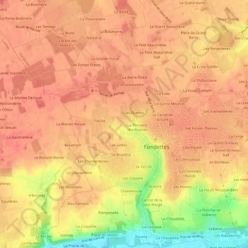 La Morandière topographic map, elevation, terrain