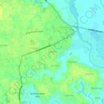 Sujabad topographic map, elevation, terrain