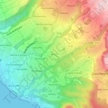 Morin topographic map, elevation, terrain
