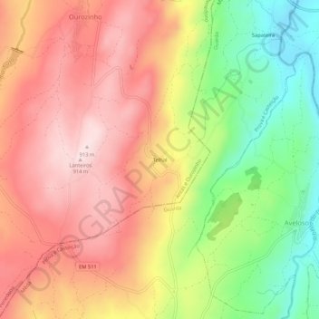 Telhal topographic map, elevation, terrain