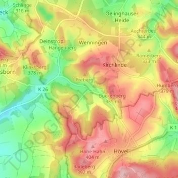 Wettmarsen topographic map, elevation, terrain