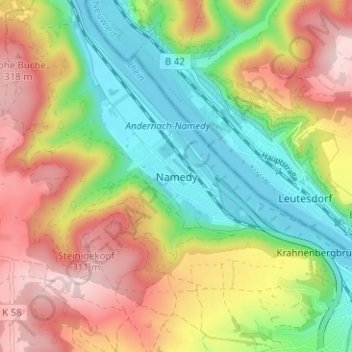 Namedy topographic map, elevation, terrain