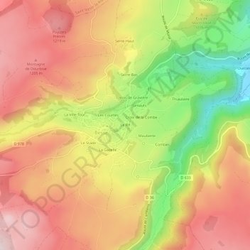 Le Rif topographic map, elevation, terrain