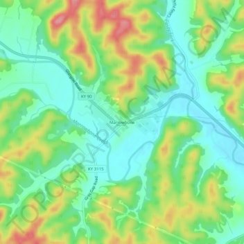 Marrowbone topographic map, elevation, terrain