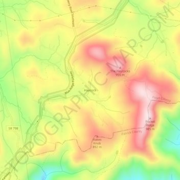 Haycock topographic map, elevation, terrain