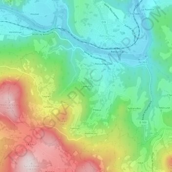 Daveyne topographic map, elevation, terrain