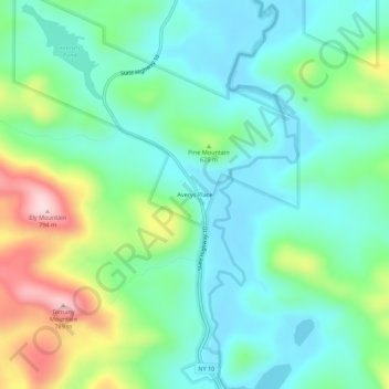 Averys Place topographic map, elevation, terrain