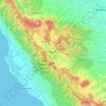 Sitinjau Laut topographic map, elevation, terrain