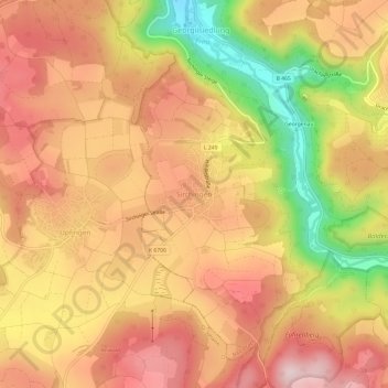 Sirchingen topographic map, elevation, terrain