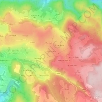Cachebeurre topographic map, elevation, terrain