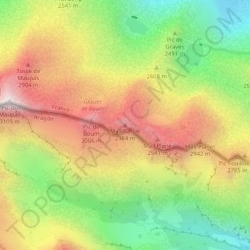 Mall Barrat topographic map, elevation, terrain