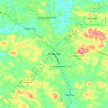 Valakom topographic map, elevation, terrain