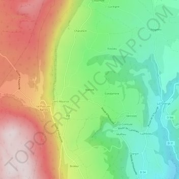Blanod topographic map, elevation, terrain