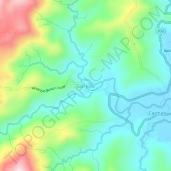 San Jose topographic map, elevation, terrain