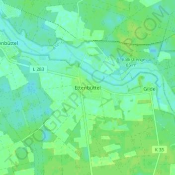 Ettenbüttel topographic map, elevation, terrain