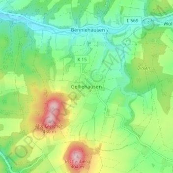 Gelliehausen topographic map, elevation, terrain