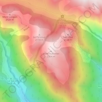 Mont Autcellier topographic map, elevation, terrain