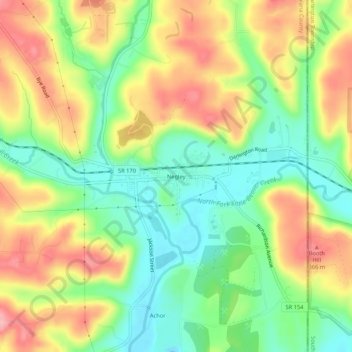Negley topographic map, elevation, terrain