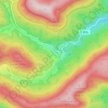 Hundsbach topographic map, elevation, terrain