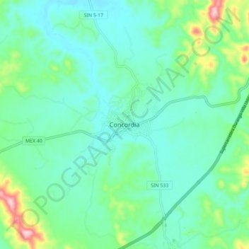 Concordia topographic map, elevation, terrain