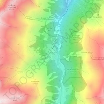 Praxmar topographic map, elevation, terrain