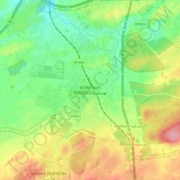 Bouskoura topographic map, elevation, terrain