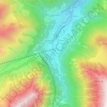 Cauterets topographic map, elevation, terrain