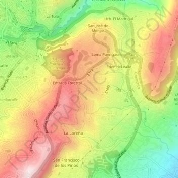 Puengasí topographic map, elevation, terrain