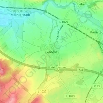 Laucha topographic map, elevation, terrain