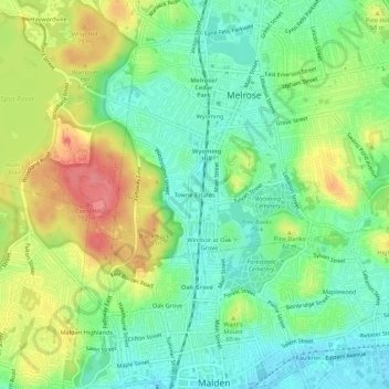 Towne Estates topographic map, elevation, terrain