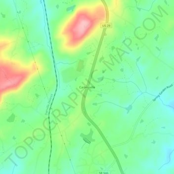 Cartersville topographic map, elevation, terrain