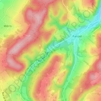 Eveux topographic map, elevation, terrain