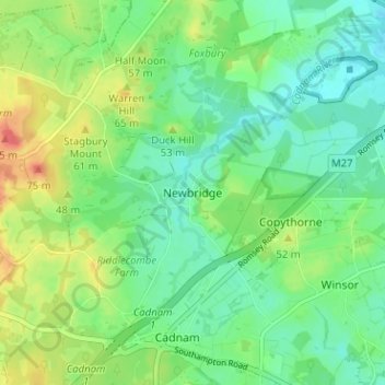 Newbridge topographic map, elevation, terrain