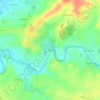 Poisville topographic map, elevation, terrain