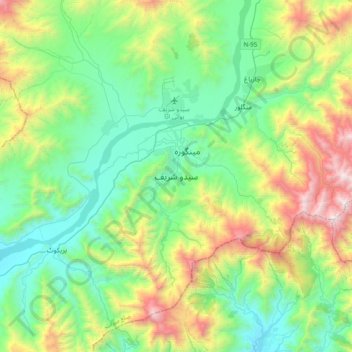 Saidu Sharif topographic map, elevation, terrain