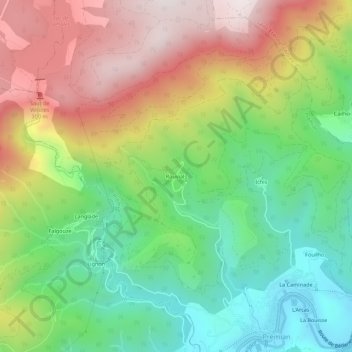 Rouvials topographic map, elevation, terrain