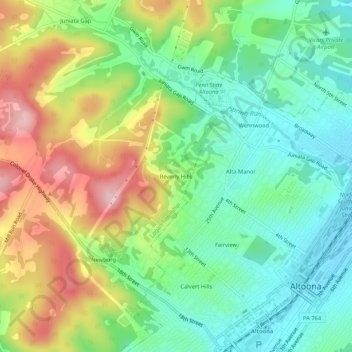 Beverly Hills topographic map, elevation, terrain