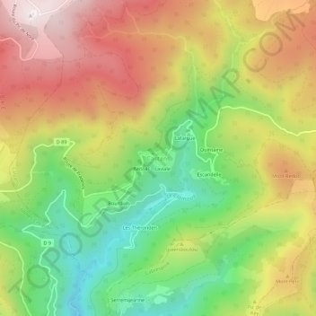 Castans topographic map, elevation, terrain