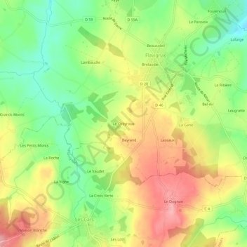 Le Cheyroux topographic map, elevation, terrain