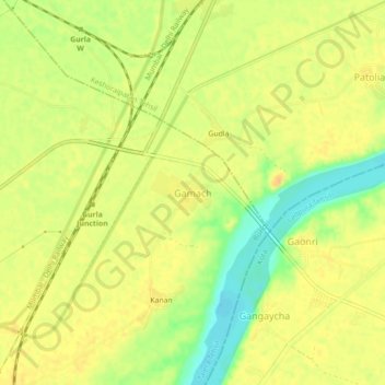 Gamach topographic map, elevation, terrain