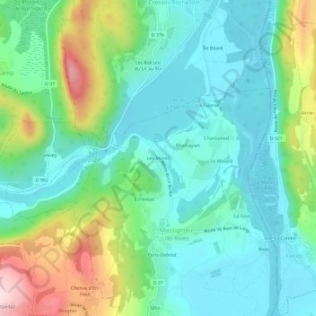 Les Mures topographic map, elevation, terrain